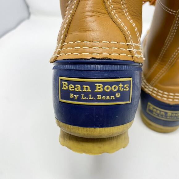 LL Bean Brown/Navy Bean Boots Women's Size 7 Duck Boot Style Lace Up Waterproof - Picture 5 of 10